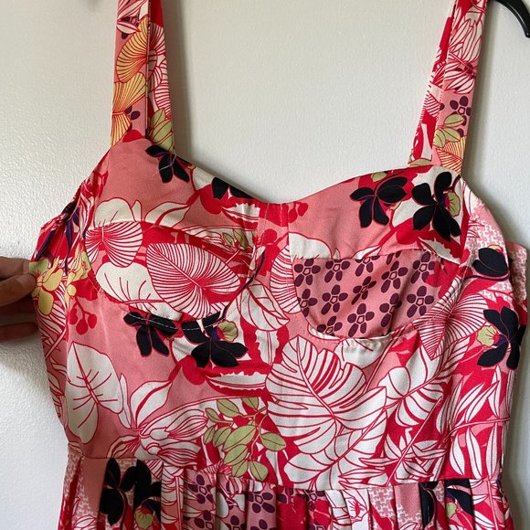 Dahlia Macphee Floral Pleated Midi Dress Medium - Picture 3 of 7